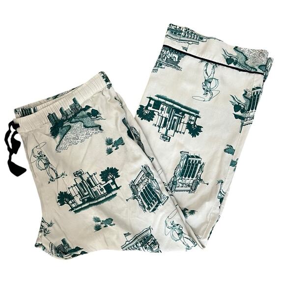 Katie Kime Fort Worth Toile Blue Green White Drawstring Waist Pajama Pants 3 XL - Picture 9 of 9